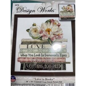 Design Works Love is Books Counted Cross Stitch Kit Carol Robinson 10x10